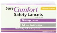Sure Comfort Safety Lancet, 30 g, 100 Count