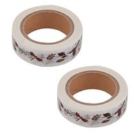 uxcell Washi Paper Bird Pattern Household Adhesive Box Label Tape Roll 10M Length 2 Pcs