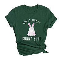 Eoeth Women Easter Cartoon Bunny T-Shirt Tops Funny Short Sleeve Summer Casual Blouse Shirts Tees Pullover Tracksuits Green