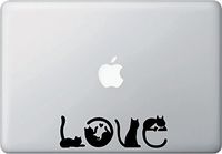 Yadda-Yadda Design Co. Cats Spell Love - MacBook or Laptop Vinyl Decal Sticker - Copyright (6.25" w x 2" h) (Black)