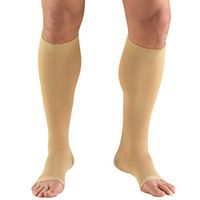 Truform 30-40 mmHg Compression Stockings for Men and Women, Knee High Length, Open Toe, Beige, 2X-Large