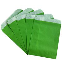 Party Bag 5 * 7 inch, 100 pcs Food Safe Kraft Paper and Ink, Natural (Biodegradable), Vivid Colored Candy Cookie Buffet Bags, Flat Bag, Lime Green. 96 pcs 1.5 inch Stickers.