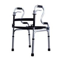 Luckya Folding Walker Aid Aluminum Adjustable Height Walker with Seat for Mobility Elderly and Disabled People