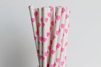 Hot Pink Heart Paper Straws (50)