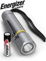 Energizer VISION-130 Compact LED Flashlight, Aircraft-Grade Aluminum, 3 Modes, Clip Included, 1 AA Battery Included, Silver