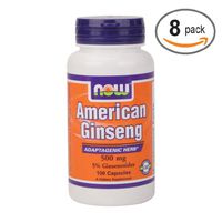 Now Foods American Ginseng 5% Ginsenosides - 100 Caps 8 Pack