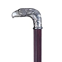 Design Toscano Eagle Walking Stick, 35 Inch, Pewter Handle and Hardwood Cane, Silver