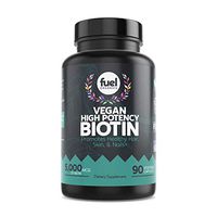 Fuel Organics Vegan Biotin 5000mcg Supplement, Hair and Nails Growth Vitamins, Supplements for Women & Men, Glowing Hair & Skin with B7 Vitamin, Need More Than 5000 mcg? Two Capsules for 10000mcg