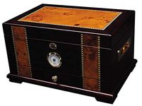 Solana Desktop Cigar Humidor, Rosewood With Maple-Burled Wood Inlay, Spanish Cedar Tray, Holds 75-100 Cigars, by Quality Importers