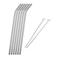 Reusable Drinking Straws Cleaner Brush Set Stainless Steel Metal Straws(2)
