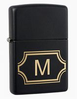 Zippo Black Matte with Nameplate Windproof Lighter with Initial"M"