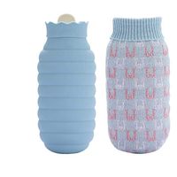 OBRlygeuaw Explosion Proof Tasteless Hot Water Bottle,Silicone high Density Water Injection Style for Pain Relief hot Compress and Heat Therapy-Blue 10.2x23.8cm(4x9inch)