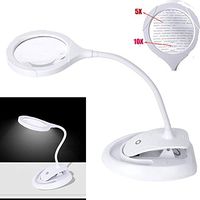 HunterBee LED illumination Gooseneck Stand Lighting hands free magnifying glass/ Glass lens 5x 10x/hobby reading inspection crafts sewing soldering threading polishing jewelry repair
