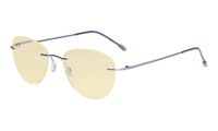 Eyekepper Computer Reading Glasses Blue Light Blocking with Yellow Filter Lens -Rimless Pilot Readers Women,Purple +2.00