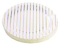 Gold Disposable Plates - 48-Pack Metallic Gold Foil Striped Paper Party Plates, 9-Inch Round Lunch Plates, Dessert, Appetizer, For Wedding, Bridal Shower, Birthday Party Supplies