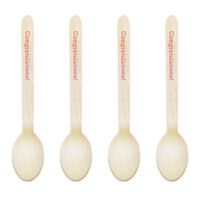Dress My Cupcake Natural Wood Candy 100-Pack Buffet Cutlery Spoons DIY Kit, Congratulations, 6.5-Inch, Coral