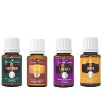 Peppermint Essential Oil, Lemon Essential Oil, Lavender Essential Oil, Thieves Essential Oil Set (4 Pack)