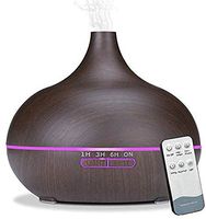 550ml Humidifier Remote Control Ultrasonic Air Diffuser Wood Grain Aromatherapy Essential Oil Aroma Mist Home@Dark Wood