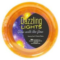 Neon Orange Plastic Plates 9-inch Dazzling Lights 25 per Pack
