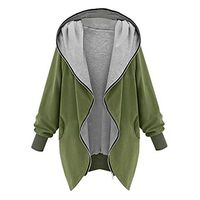 HNTDG Womens Zipper Hoodie Wool Trench Coat Winter Oversize Handmade Lapel Overcoat Parka Trench Coat Windbreaker Green