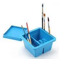 Artist Brush Basin Plastic Multi-Functional Brush Washer, Holder and Palette Brush Tub (Blue)