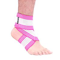 CHoppyWAVE Ankle Bracer Unisex Elastic Anti-Slip Sports Guard Protector Cuff Cycling Foot Guard Protector - White + Red