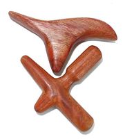 Set 2 Pcs. Thai Traditional Reflexology Hand & Foot Massage Tool : X -Shape Massager + Wing -Shape Massager Press Point Red Wood