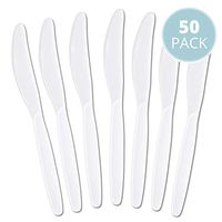 Plasticpro Disposable White Plastic Knives Heavyweight Utensils Pack of 50 Count