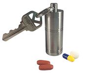 Titanium Medium Single Chamber Waterproof, Airtight, Smell Proof Keychain Pill Fob Medication Storage Container Case (Polished)