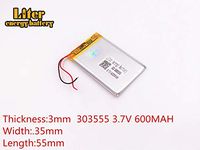 3.7V 600mAh 303555 Lithium Polymer Ion Rechargeable Battery Lithium Polymer Li-Po Battery for MP4 GPS MP3 Bluetooth Stereo DIY Gift