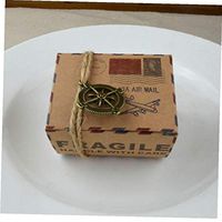 Vintage Stamp Air Mail Candy Box with Compass Pendant Kraft Favor Gifts Bags Wedding Party Birthday Supplies 10 Pcs