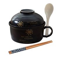 AXZHYX Bowl Ceramic Bowl Japanese Style Cartoon Noodle Soup Tableware Fruit and Vegetable Salad Plate Food Utensils 12x17cm Hotel Tableware Home Noodles Boiled Fish Soup Bowl (Color : Black)