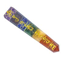 Crocon Seven Chakra Gemstone Healing Stick with Engraved Sanskrit Chakra Energy Generator for Reiki Healing Aura Cleansing & EMF Protection Size: 4.5-5.5 Inch