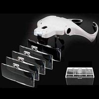 Head-Mounted Portable 1-3.5X Reading Magnifier, LED Lighting, HD Lens, with 5 Lenses, Suitable for Reading,