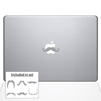 The Decal Guru 2037-MAC-11A-S Mac Mustaches Decal Vinyl Sticker, Silver, 11" MacBook Air