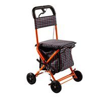 GY Luxury Elderly Walker Collapsible Household Portable Trolley Disabled Walking Aid with Hand Brakes with Shopping Bag Lightweight Medical Supplies (Color : Orange)