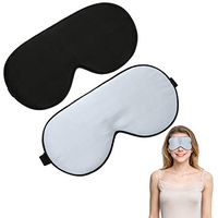 Samtree 2 Pack Silk Sleep Masks for Women and Men, Lightweight Night Blindfold No Pressure Eye Mask,Light Blocking Eyeshape for Shift Work Nap,Traveling (Silver Gray+Black)