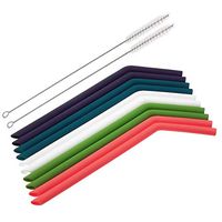 Malier Reusable Silicone Drinking Straws, Durable Flexible Straws, Extra Long for 30 oz and 20 oz Tumbler Yeti with 2 Cleaning Brush & 1 Storage Pouch - 10 bent (Diameter - 0.35inch)