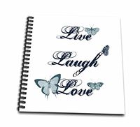 3dRose db_130535_1 Live, Laugh, Love Teal Butterflies Inspirational Art-Drawing Book, 8 by 8-Inch