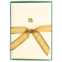 Graphique De France Elegant Embossed Shamrock Four Leaf Clover Blank Notecards - 10 Cards and Envelopes - 3 X 5 Inches