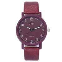 Women's Casual Quartz Analog Watch Leather Band Stainless-Steel Strap Watch Easy Reader Wrist Watch (Red)