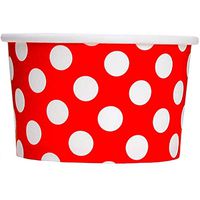 [50 Count] Valentine's Day Red Paper Ice Cream Cups - 4 oz Polka Dot Dessert Bowls - Comes In Many Colors & Sizes! Frozen Dessert Supplies