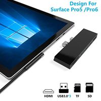 【Upgraded Version】 Surface Pro 5 /Pro 6 Docking Station, Ketaky 6 in 1 Surface Pro Hub, SD/TF(Micro SD) Memory Card Solt + 3X USB 3.0 Ports (5Gps) + 4K HDMI Combo Surface Pro Adapter
