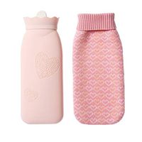Silicone Hot Water Bottle, for Pain Relief, Heat Therapy, Cold Therapy - for Cramps, Arthritis, Aches and Pains (Color : Pink, Size : Large)