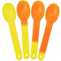 XL Color Changing Plastic Spoons - Changes From Yellow To Orange - Changes Color When Cold! Extra Durable Birthday Party Spoons - Frozen Dessert Supplies - Made in USA! 50 Count