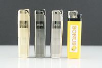 3X Zico Refillable Jet Torch Lighters with A Smiley Bonus Lighter