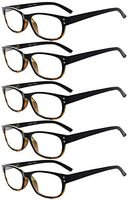 Eyekepper Design Reading Glasses-5 Pack Black-Tortoise Frame Glasses for Women Men Reading,+3.00 Reader Eyeglasses