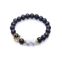 GIONO Lava Stone Bracelet Rock Bead Hamsa Howlite Healing Bangle Essential Oil Diffuser Elastic Bracelet