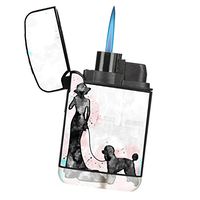 Classy Elegant Poodle - Refillable Flip Top Black Rubber Survival Camping Lighter