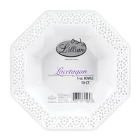 Lillian Tablesettings 34595 10 Count Lacetagon Plastic Plate, 5 oz, Pearl
